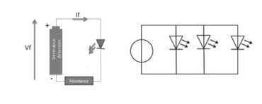Branchement de LED sur générateur avec résistance en série