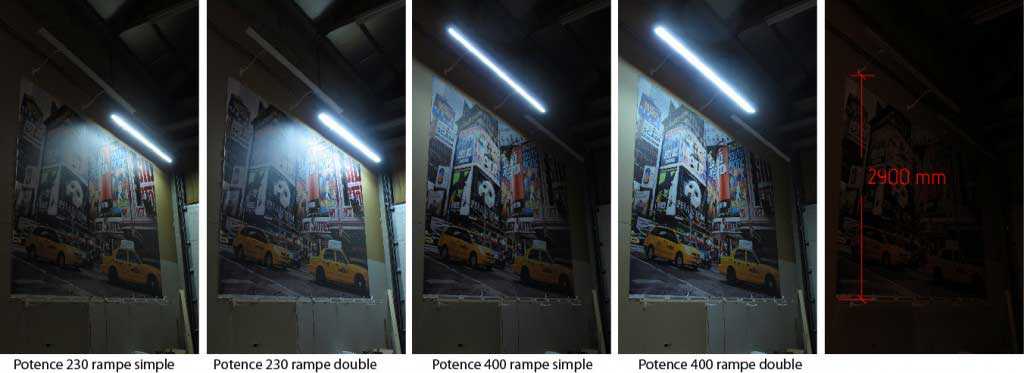 Comparatif rampe d'éclairage enseigne