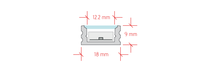 Profilé LED à encastrer  Agencement, signalétique, mobilier.